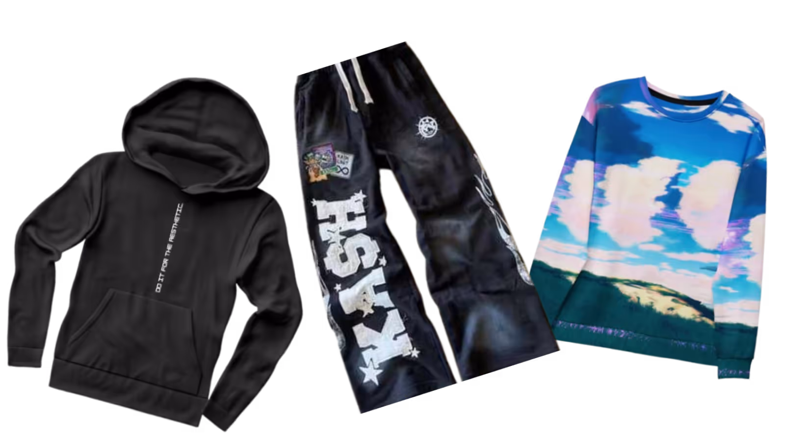 Freizeitkleidung einschließlich Hoodies und Sweatshirts