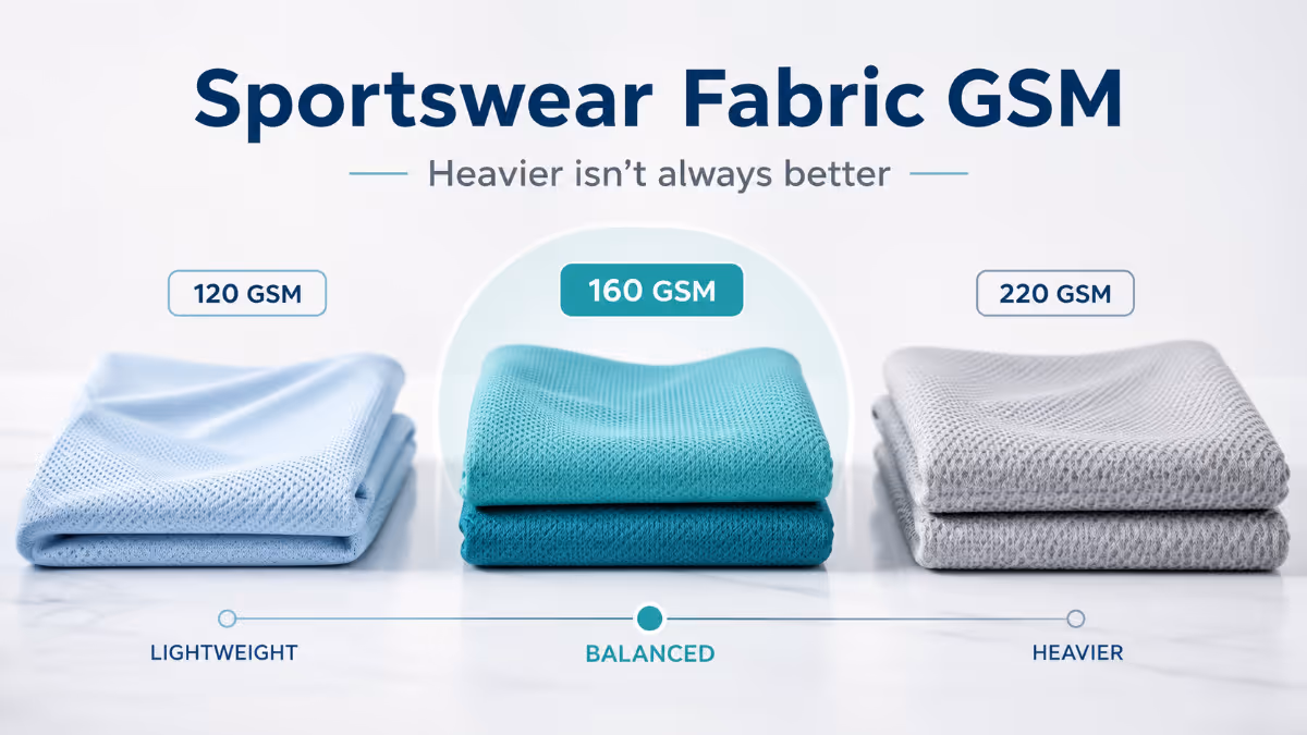 Sportswear fabrics of different weights and GSM levels