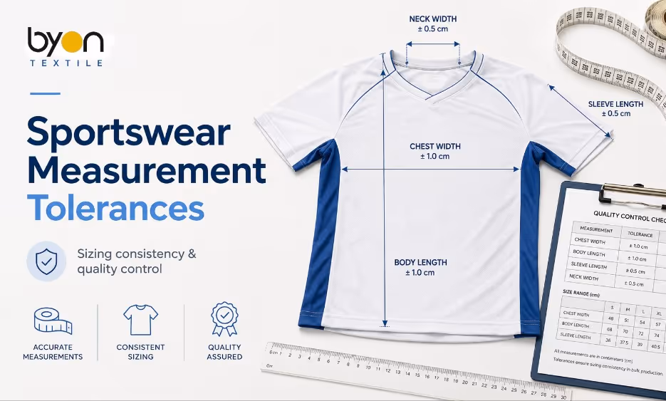 Sportswear measurement tolerances and garment size quality control