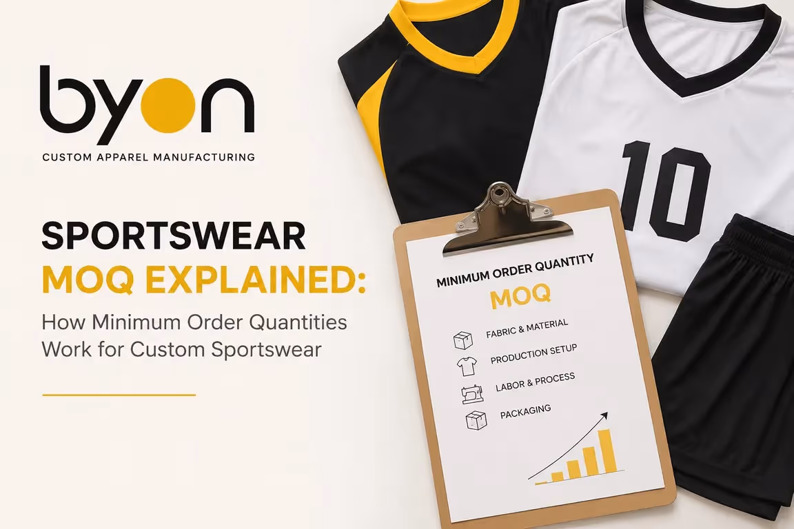 Custom sportswear manufacturing and minimum order quantities