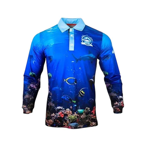 Sublimated 3 bottoni polo jersey di pesca