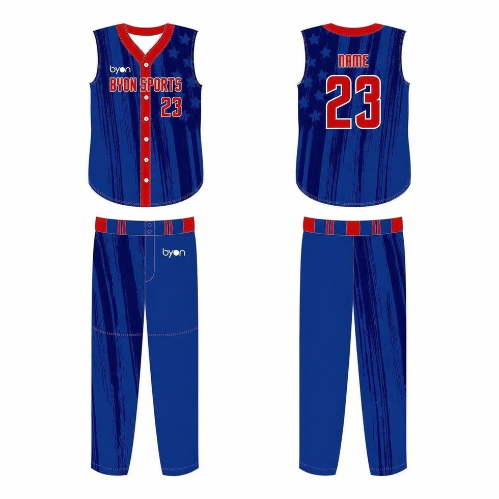 100% polyester sublimation custom printed sleeveless baseball jersey