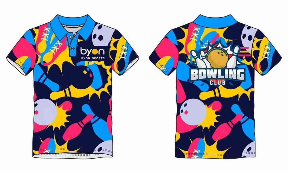 100% Polyester-Sublimation benutzerdefinierte Bowling-Trikots