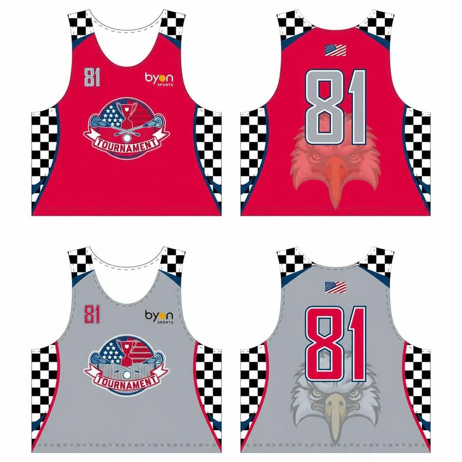 100% poliéster sublimación personalizada pinnies de lacrosse