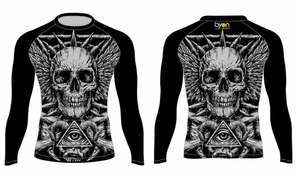 100% poliestere sublimazione personalizzato stampati personalizzati MMA rash guard