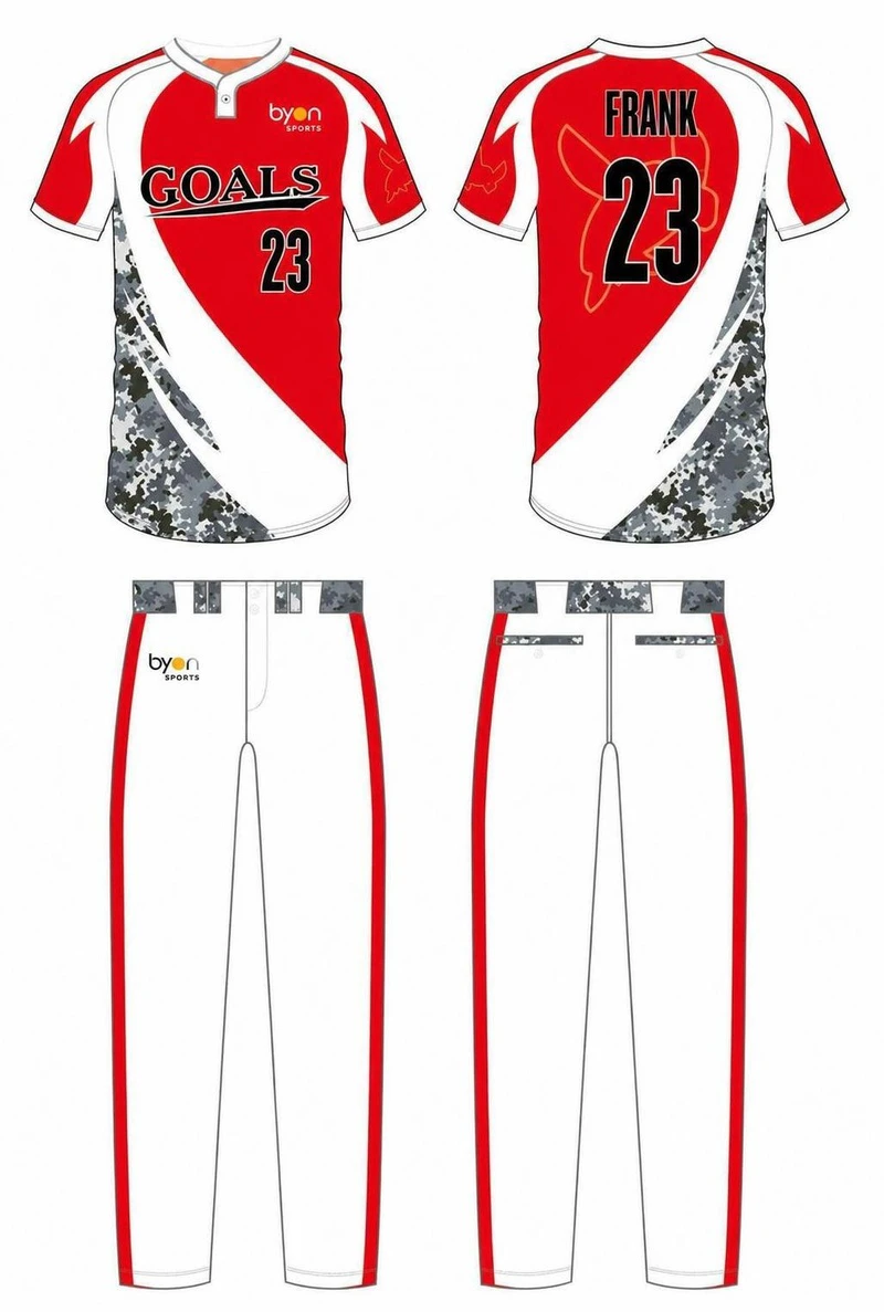 100% polyester sublimation youth team camo baseball jersey