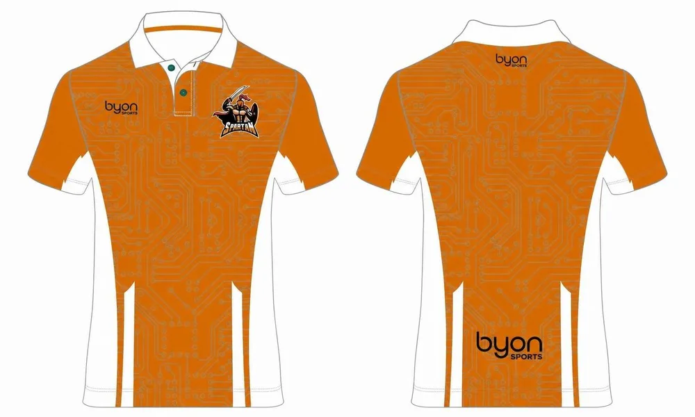 Custom 100% Polyester orange Kurzarm Esports Polo Jerseys