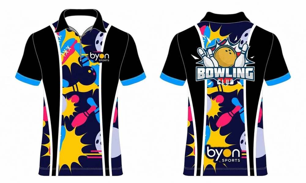 Benutzerdefinierte sublimierte Druck Short Sleeve Bowling Trikots