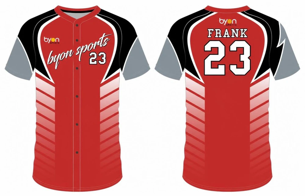 Custom made sublimated printing short sleeve button down baseball jersey