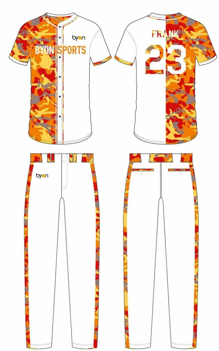 Custom sublimated short-sleeve camo baseball jersey