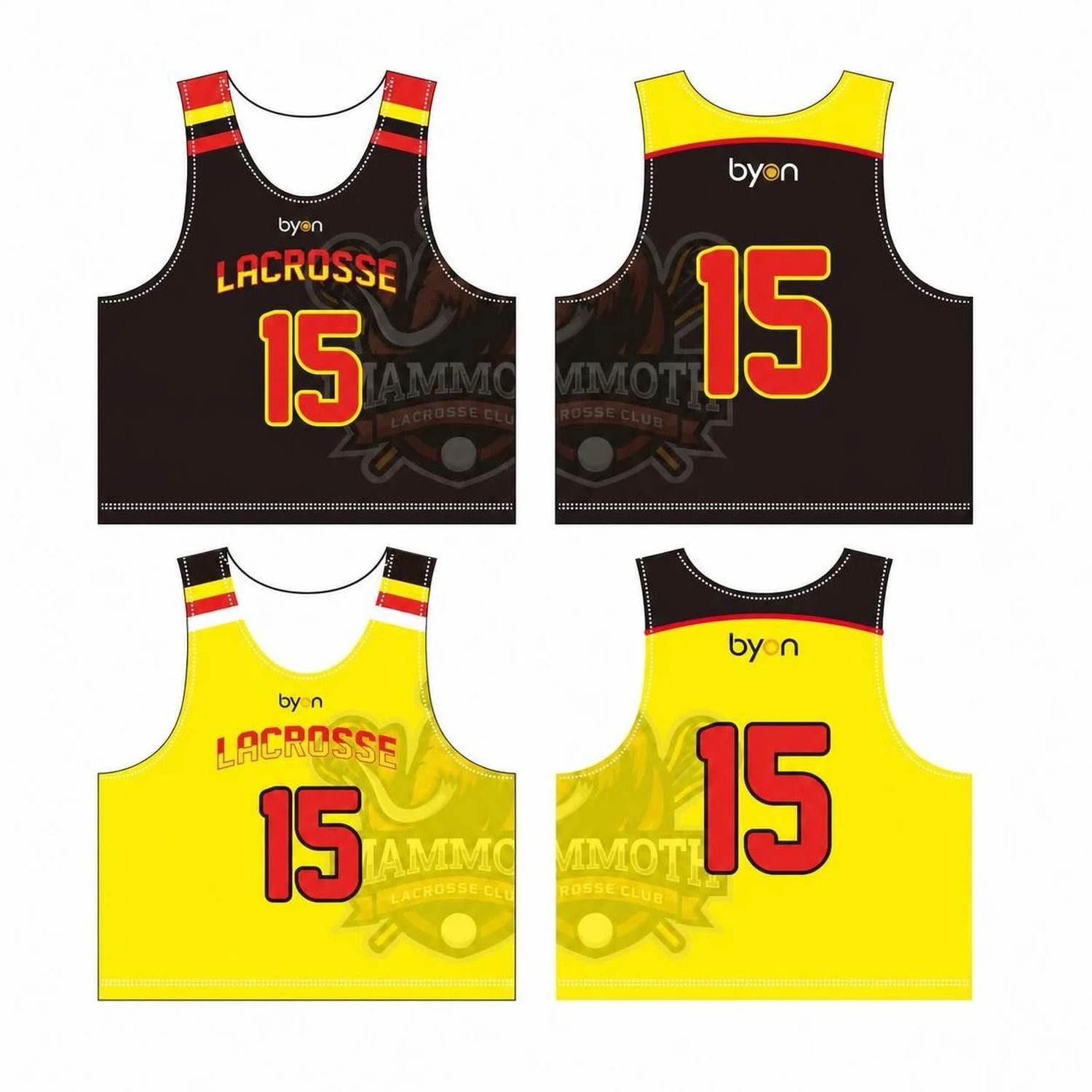 impresión sublimada hecha a medida Pinnies de lacrosse personalizada