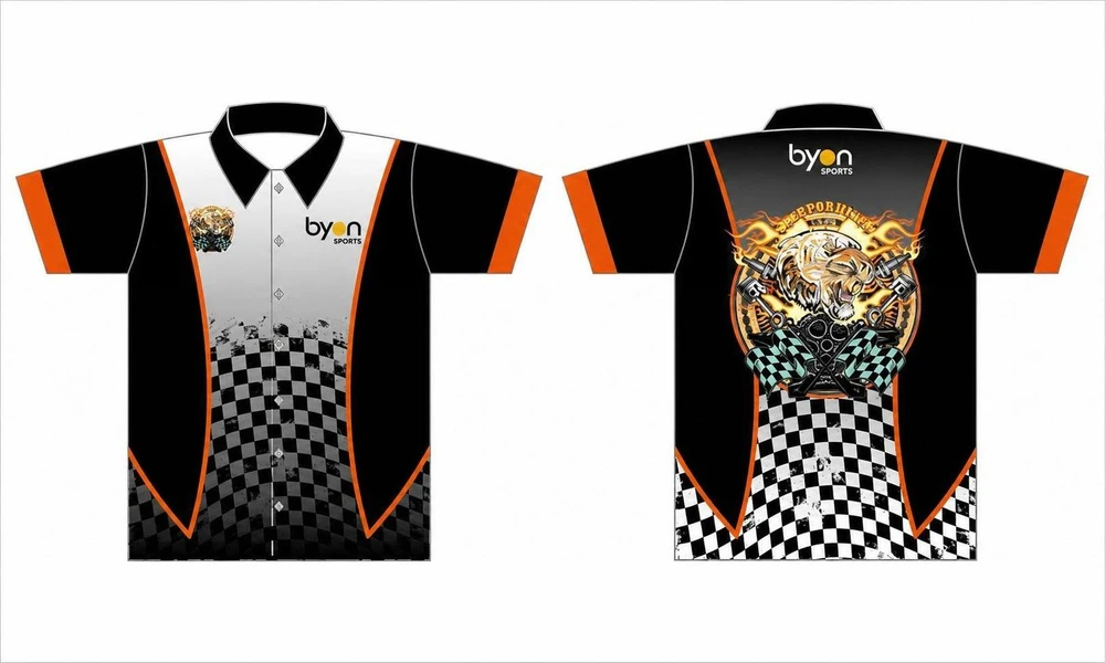 Custom made sublimated printing short sleeve custom pit crew shirts
