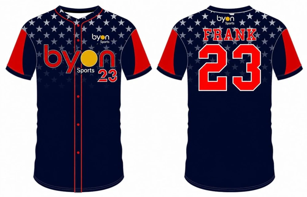 Custom made sublimation printing men's pro button down baseball jersey
