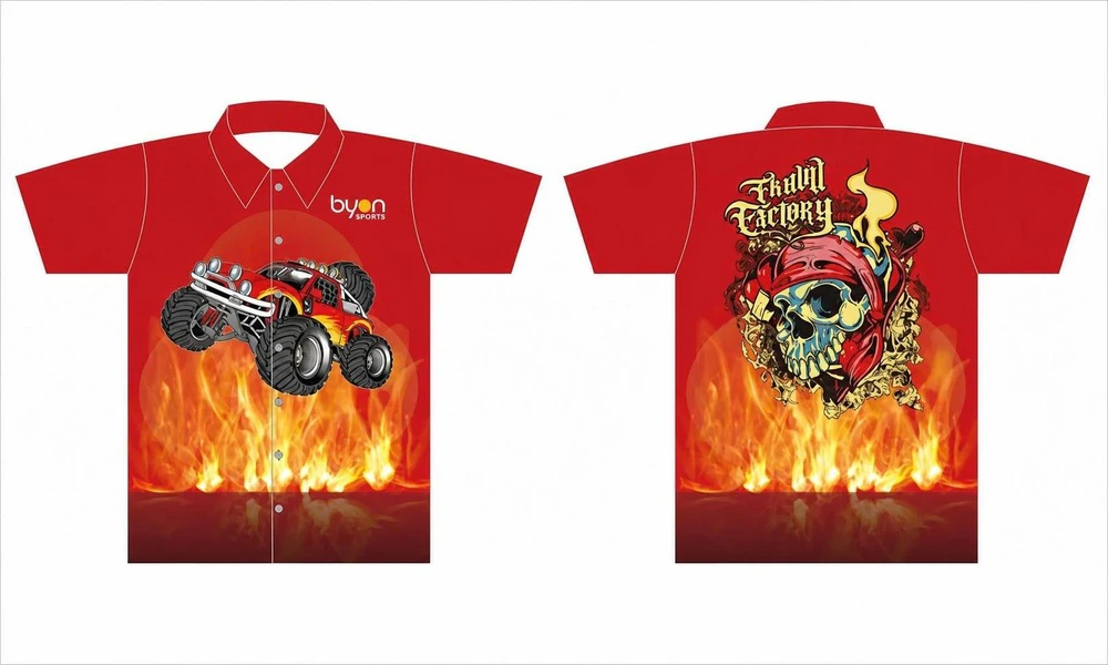 Custom wholesale sublimated printed custom pit crew shirts