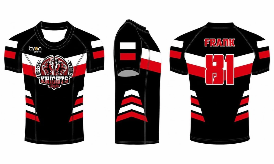 Custom wholesale sublimated printed men's team rugby jerseys