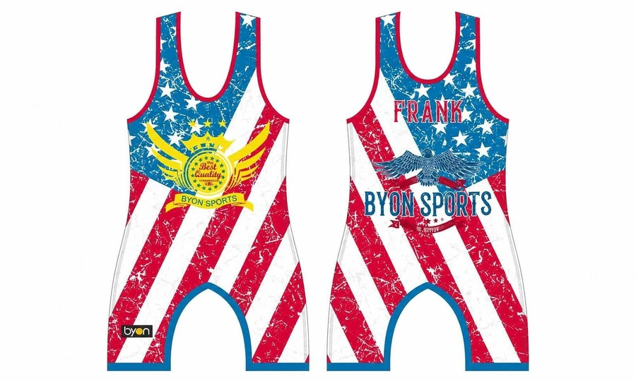 Custom wholesale sublimated printed men's team wrestling singlets