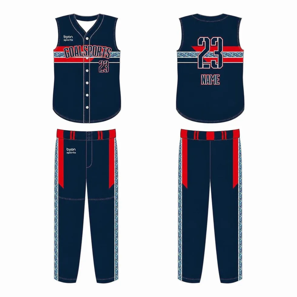 Dye-sublimated custom team sleeveless baseball jersey