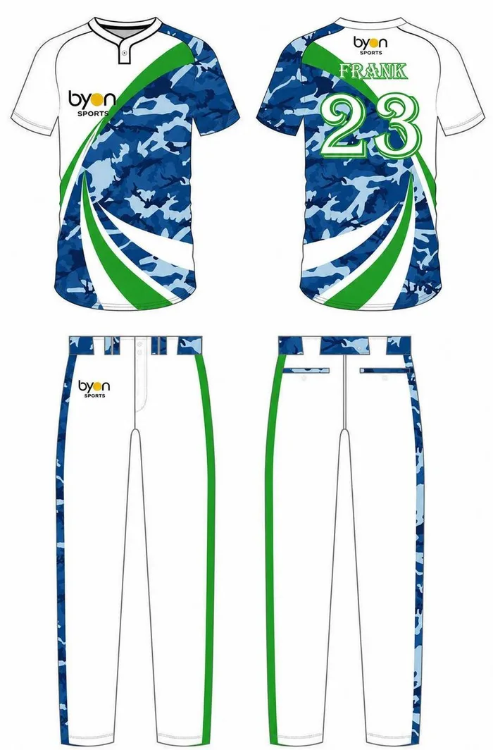 Dye-sublimated custom team camo baseball jersey