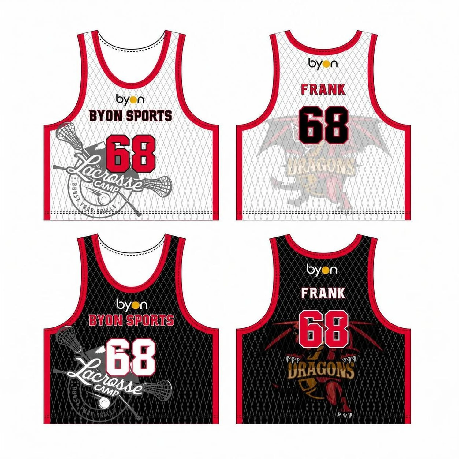 Dye Sublimation Printing Custom Design Youth Custom Lacrosse Pinnies