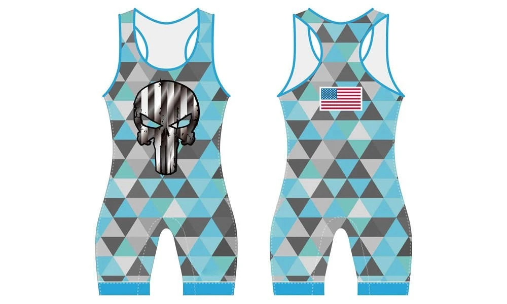 Dye sublimation printing Custom digital camo design wrestling singlets