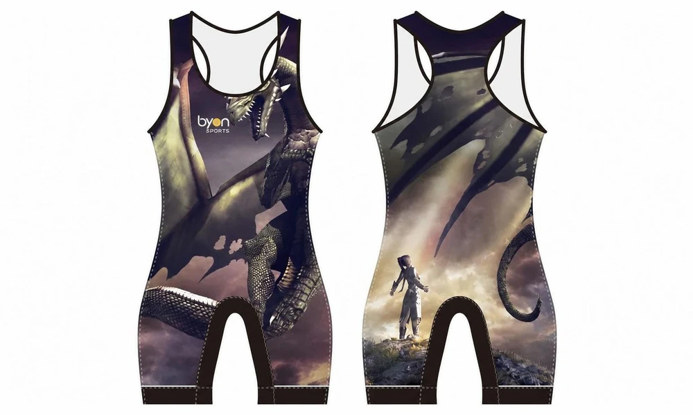 Dye sublimation printing custom design college wrestling singlets