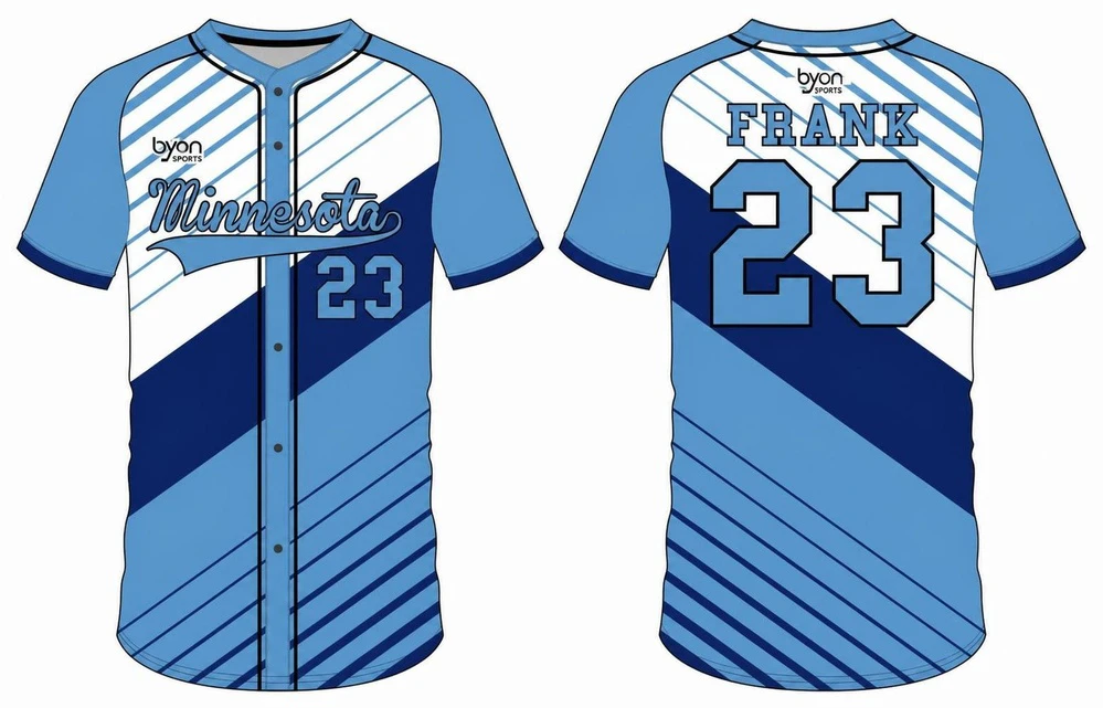 Dye sublimation printing custom design full polyester button down baseball jersey