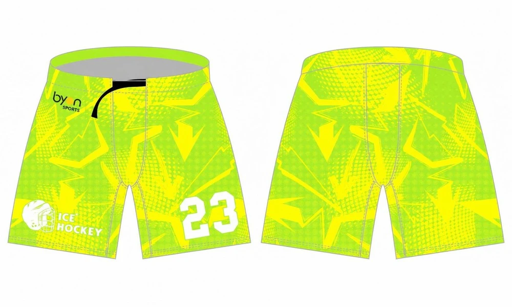 Dye sublimación impresión diseño personalizado completo poliéster pantalones de hockey sobre hielo personalizado