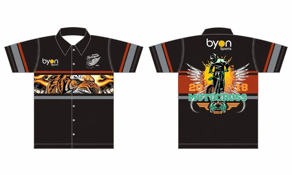 Dye sublimation printing custom design full polyester custom pit crew shirts