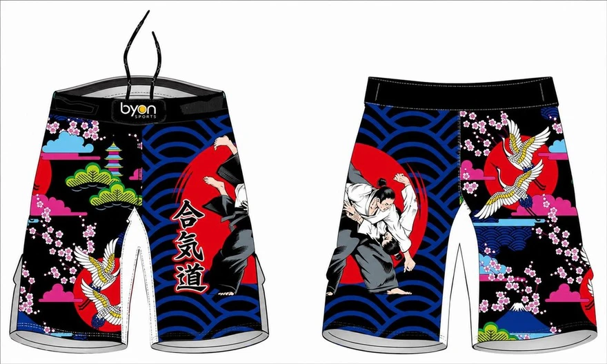 Dye impresión de sublimación pro 4 vías diseño personalizado MMA cortos de combate