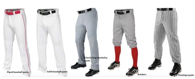 Comparación de estilos de pantalones de béisbol