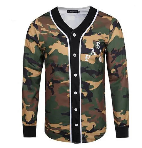 Custom long-sleeve camo baseball jersey
