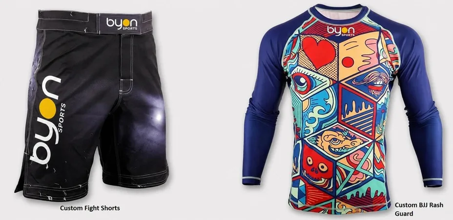 MMA Sublimated Shorts and BJJ Rash Guard