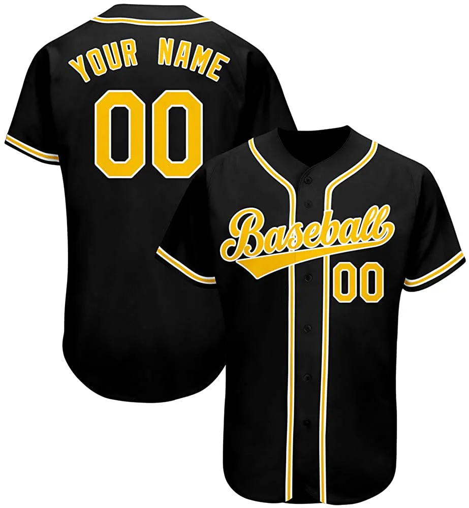 Benutzerdefinierte sublimierte Zwei-Tasten-Down-Baseball-Trikots von vorne und hinten angezeigt