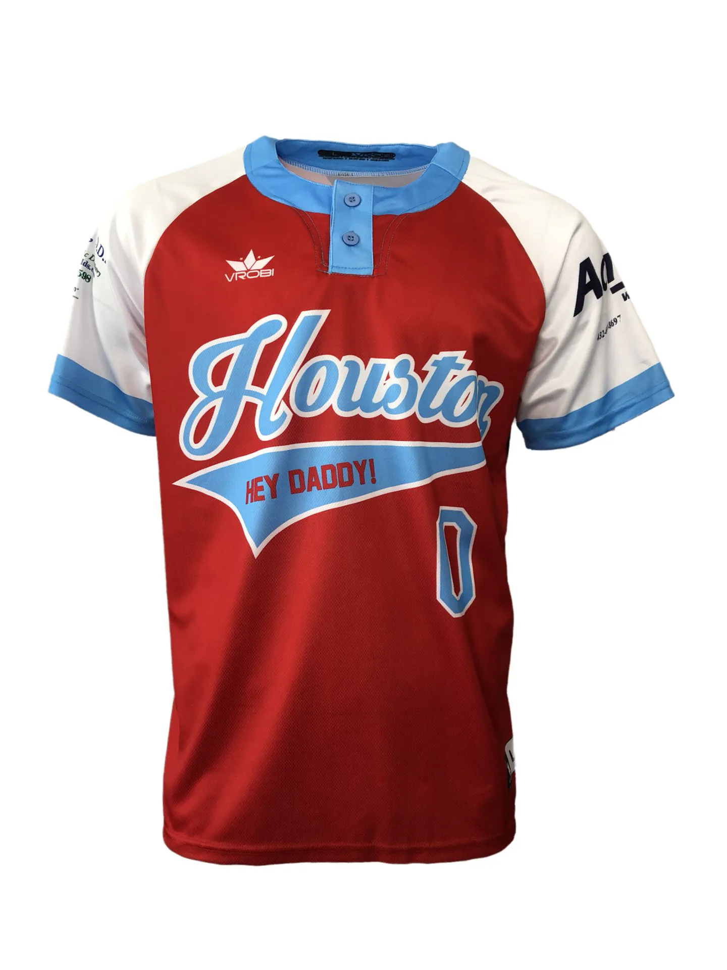 Two-button slow pitch softball jersey