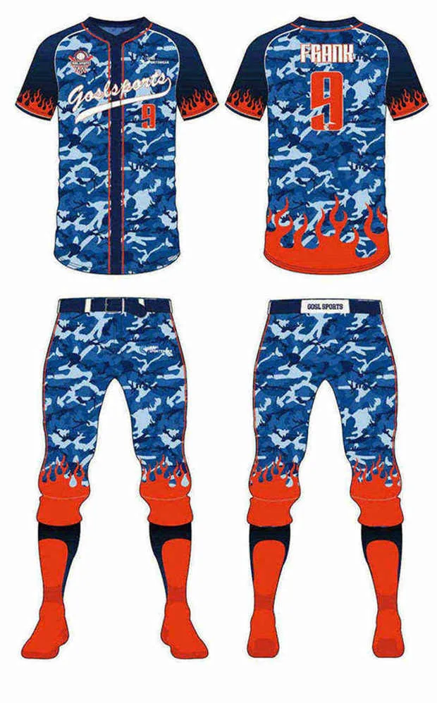 Fully sublimated men's team camo baseball jersey