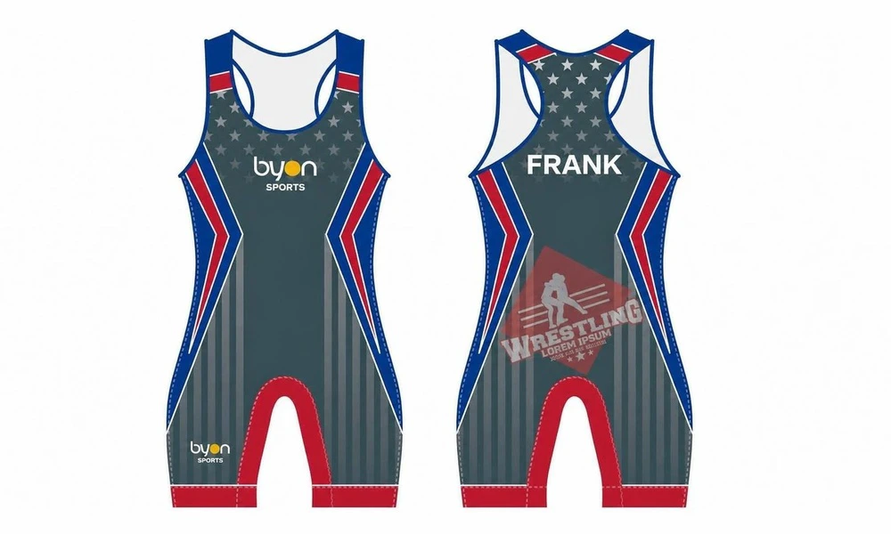 Full dye sublimation printing custom made team wrestling singlets