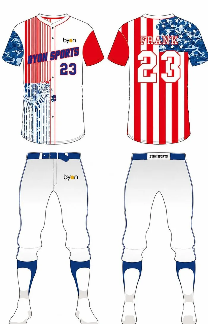 Durable polyester men's team camo baseball jersey