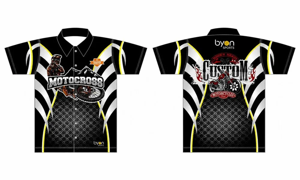 Full polyester Custom made durable men's team custom pit crew shirts