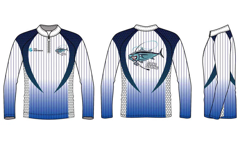 Maglie da pesca full poliestere traspirante design personalizzato
