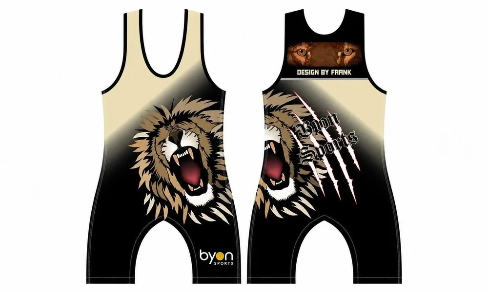 Full polyester spandex mesh Custom made wrestling singlets