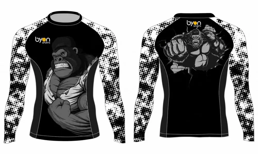 Alta qualità 100% poliestere sublimazione personalizzato design personalizzato MMA rash guard