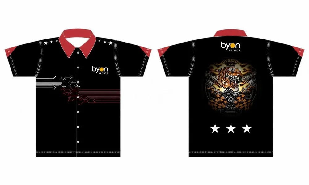 High quality 100% polyester sublimation custom design custom pit crew shirts