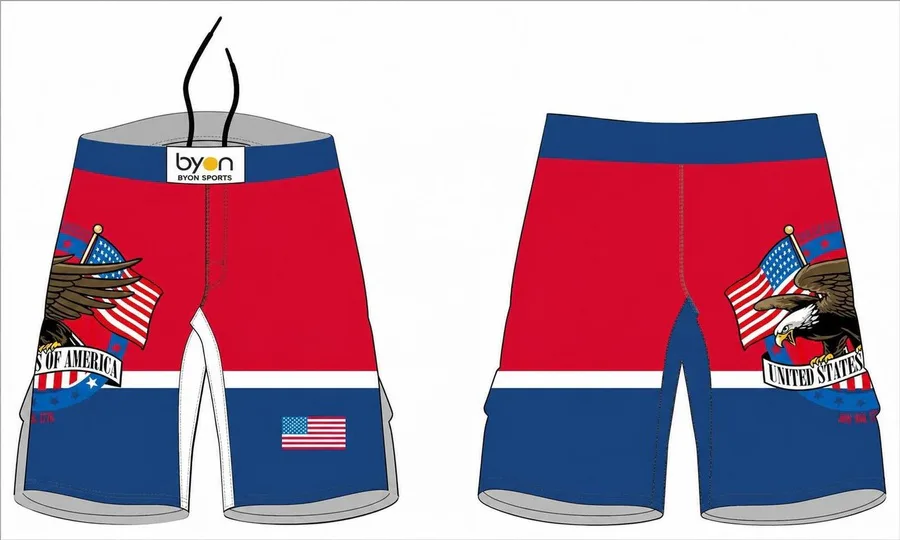 High School Custom Design sublimierte reversible Wrestling Fight Shorts