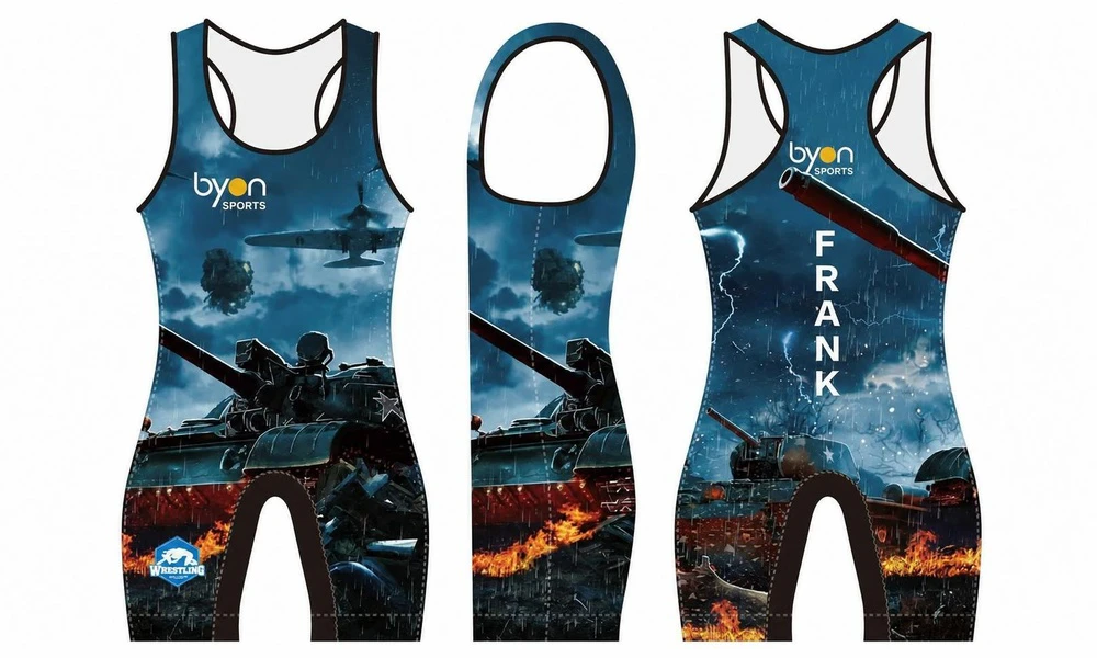 Pro quality sublimation printing custom design team wrestling singlets