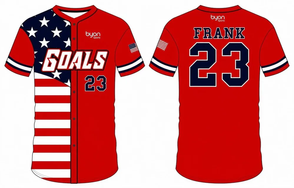 Sublimation high quality custom youth V-neck button down baseball jersey
