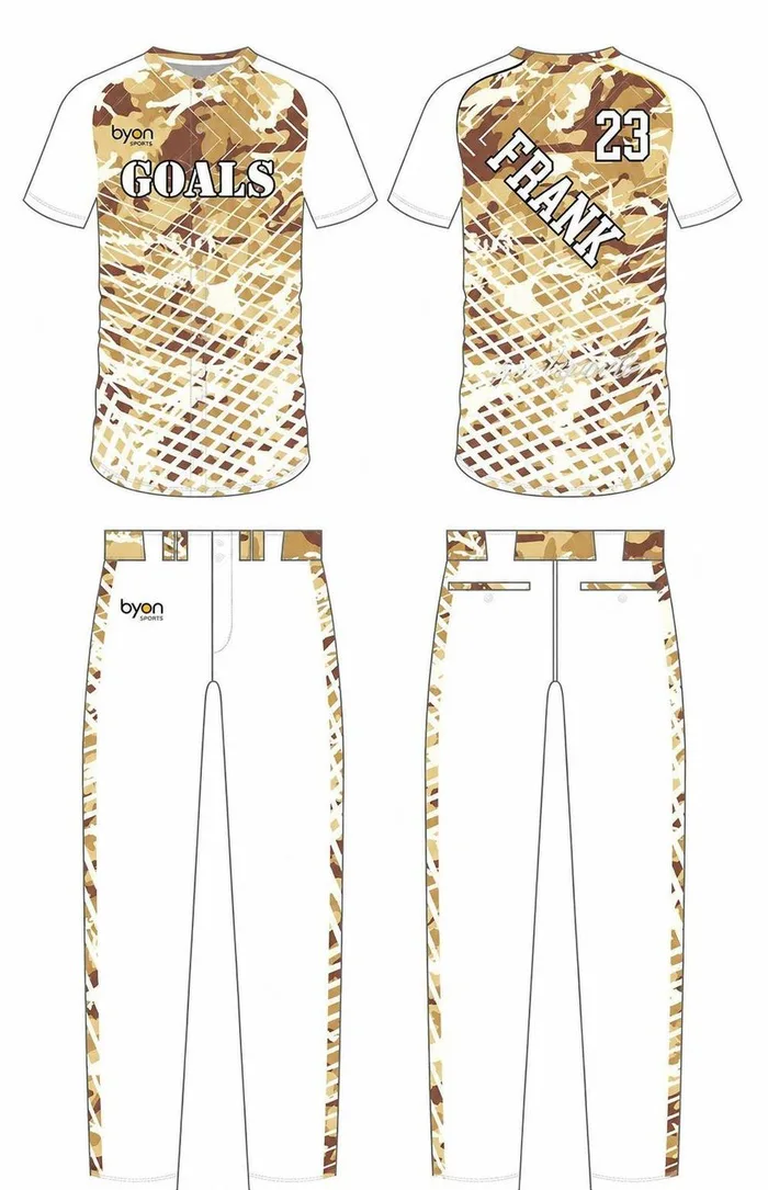 High-quality youth V-neck camo baseball jersey