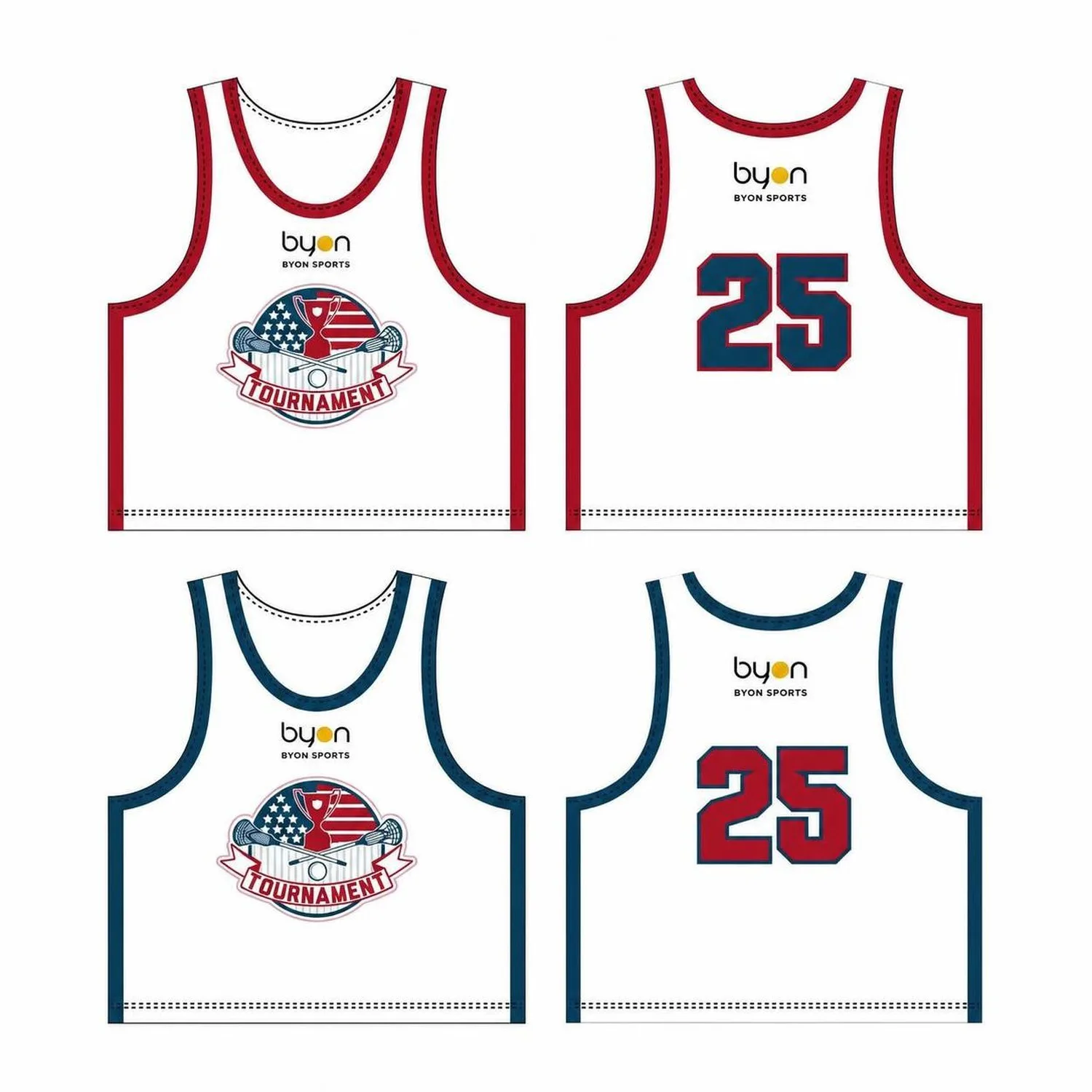 Sublimation De alta calidad Juvenil personalizado V-neck Pinnies Lacrosse