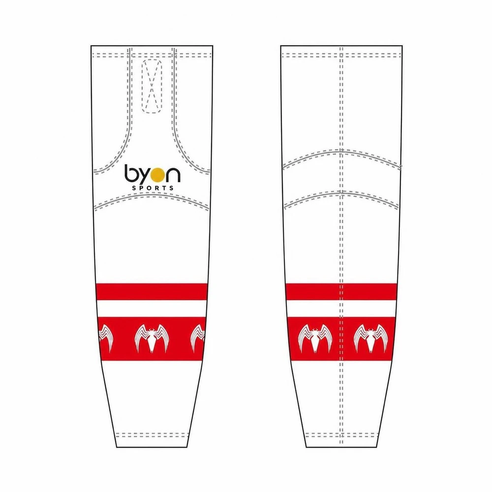 Sublimation printing 100% polyester dry fit custom white hockey socks