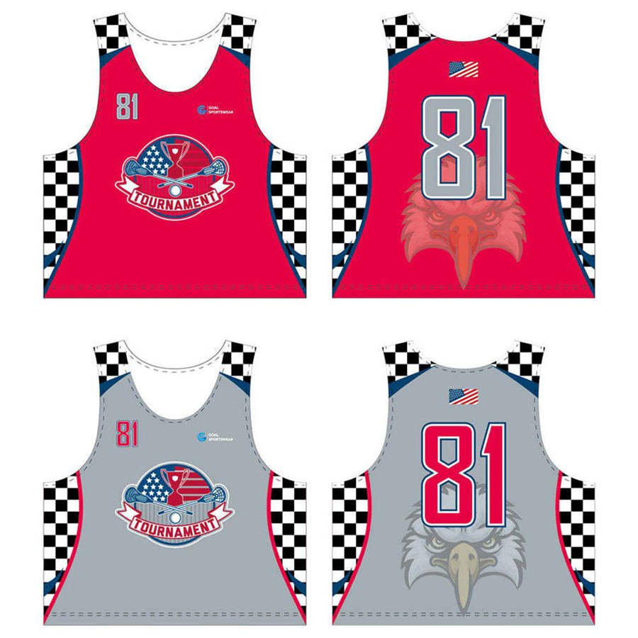 Impresión de sublimación 100% poliéster personalizado equipo lacrosse reversible pinnies