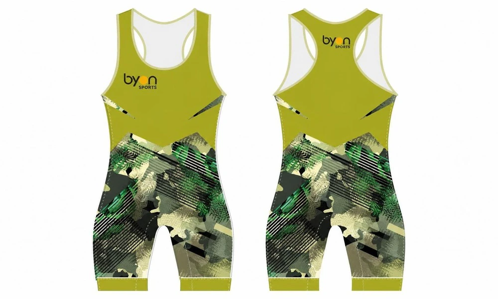 Sublimation printing polyester spandex custom team wrestling singlets